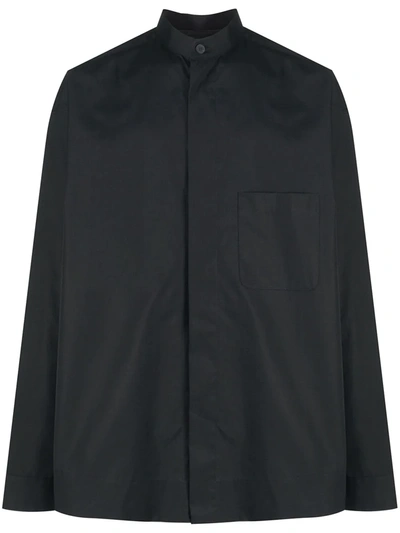 Haider Ackermann Patch-pocket Band Collar Shirt In Black