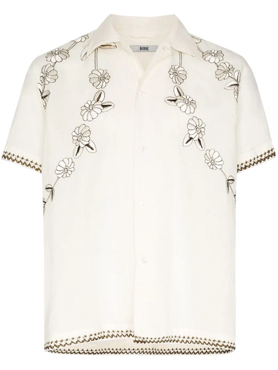 Bode Embroidered Linen And Cotton-blend Shirt In Neutrals