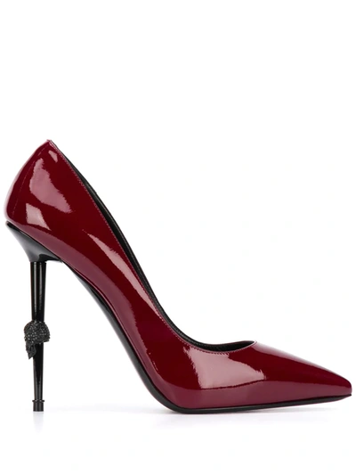 Philipp Plein Skull 125mm Leather Pumps In Red