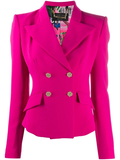 Philipp Plein Elegant Double-breasted Blazer In Pink