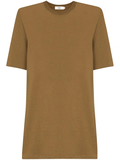 The Frankie Shop 'sean' Padded Shoulder Crewneck T-shirt Dress In Brown