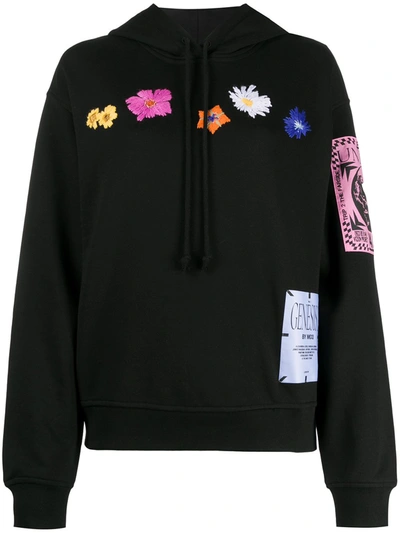 Mcq Swallow Floral Embroidered Hoodie In Black