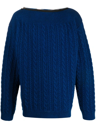 Raf Simons Crew Neck Cable-knit Jumper In Blue