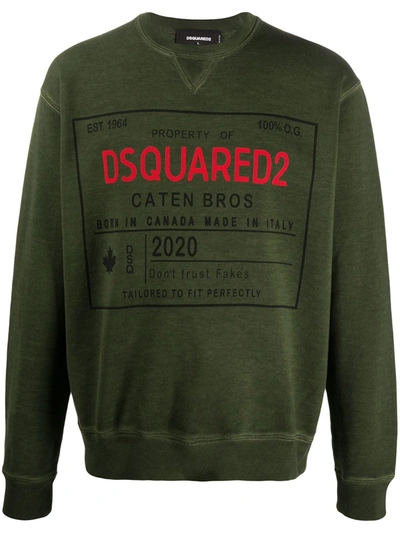 Dsquared2 Logo Cotton Sweatshirt In Green