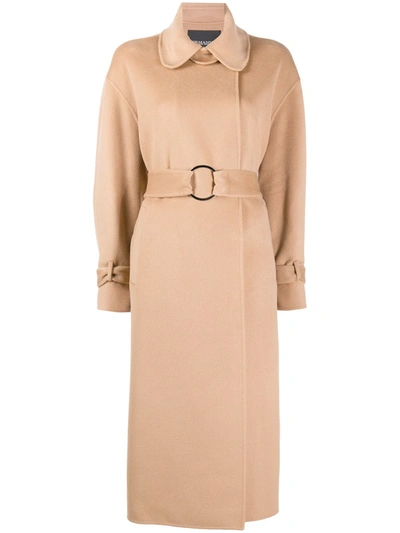 Ermanno Ermanno Double-breasted Wool Midi Coat In Neutrals