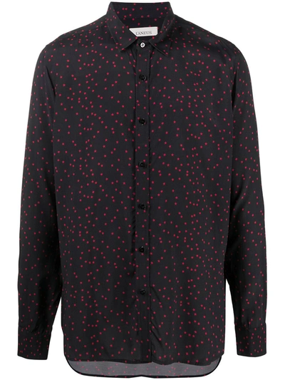 Laneus Dotted Long-sleeved Shirt In Black
