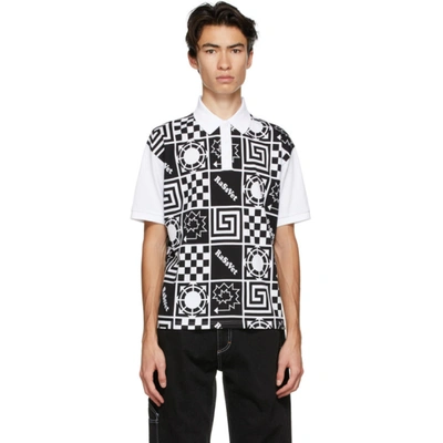 Rassvet Black & White Logo Pattern Polo In 2 White