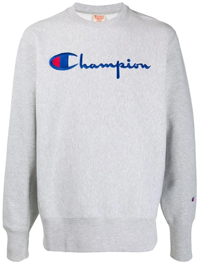 Champion Embroidered Logo Sweatshirt In Grey