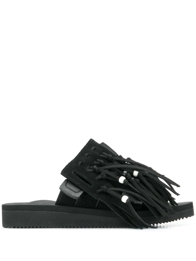 Suicoke Tassel Fringe Slides In Black