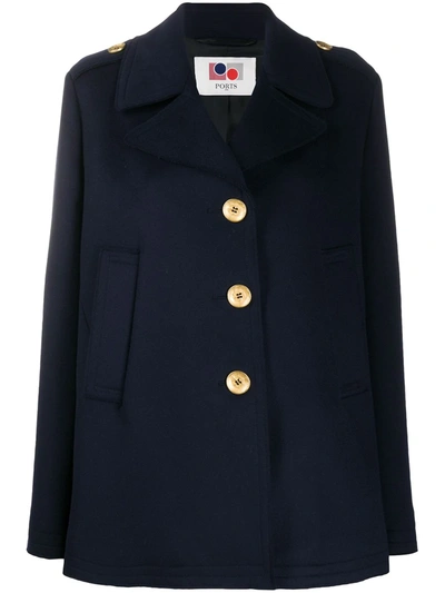 Ports 1961 Single Breasted Peacoat In Blue