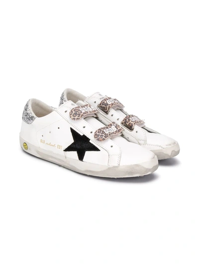 Golden Goose Kids' Old School Trainers In White And Glitter