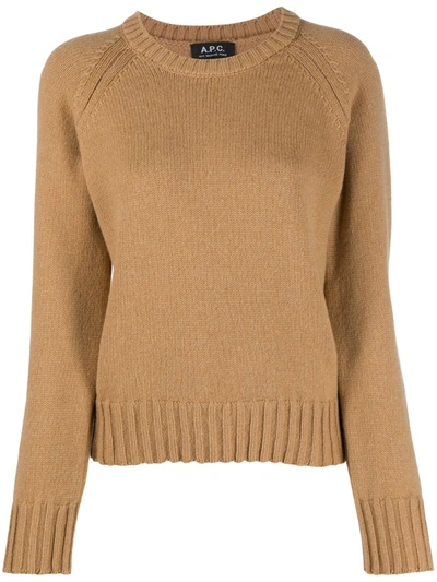 Apc Alyssa Wool Crewneck Jumper In Cab Cammello