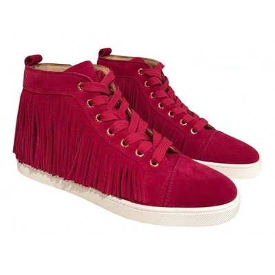 Pre-owned Christian Louboutin Velvet Trainers In Pink