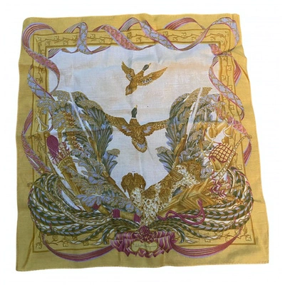 Pre-owned Ferragamo Silk Handkerchief In Yellow