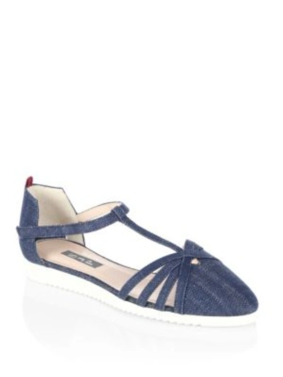 Sjp By Sarah Jessica Parker Meteor Carrie T-strap Flat Sneakers In Denim