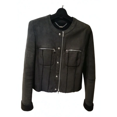 Pre-owned Loewe Anthracite Leather Leather Jacket