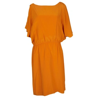 Pre-owned Halston Heritage Silk Mid-length Dress In Orange