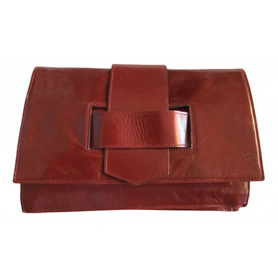 Pre-owned Walter Steiger Leather Clutch Bag In Burgundy