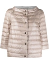 Herno Reversible Quilted Nylon Short Down Jacket In Nude & Neutrals