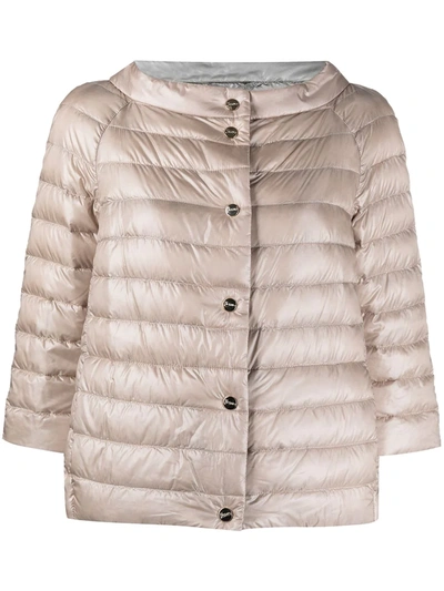 Herno Reversible Quilted Nylon Short Down Jacket In Nude & Neutrals