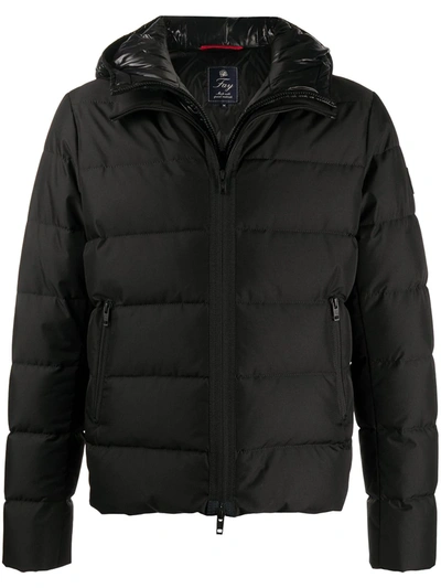 Fay Hooded Padded Mid-length Jacket In Black