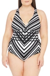 La Blanca Island Goddess One-piece Swimsuit In Black/ White