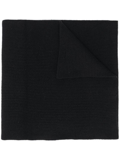 Ganni Knitted Ribbed Scarf In Black