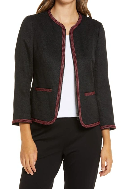 Anne Klein Braided Trim Collarless Jacket In Anne Black