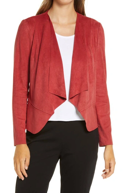 Anne Klein Drape Front Faux Suede Jacket In Cinnamon