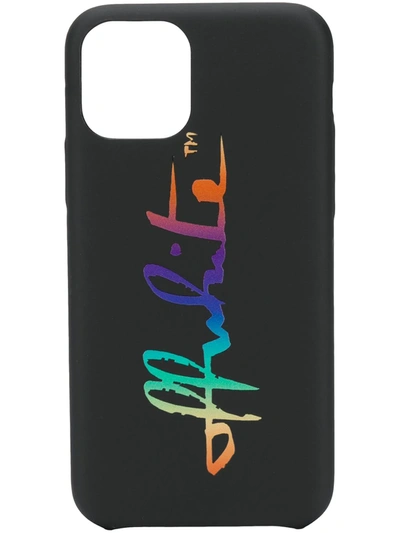 Off-white Rainbow Script Logo Iphone 11 Pro & 11 Pro Max Case In Black