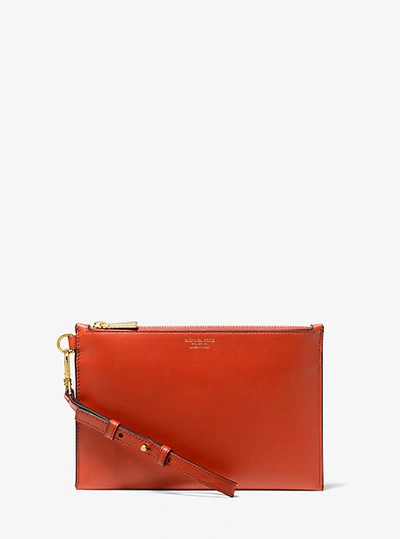Michael Kors Leather Wristlet In Red