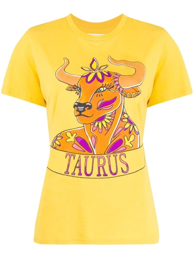 Alberta Ferretti Taurus Print T-shirt In Yellow
