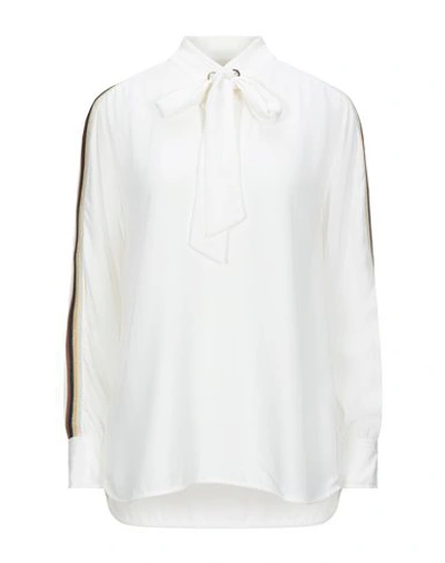 Sandro Pussy-bow Striped Crepe De Chine Blouse In Ivory