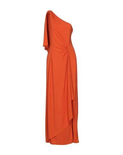 Mugler Long Dress In Orange