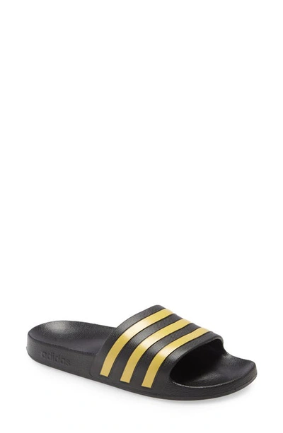 Adidas Originals Adilette Aqua Sport Slide In Core Black/ Gold/ Core Black