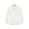 Polo Ralph Lauren White Long Sleeve Cotton Polo In Black Marl Heather/white