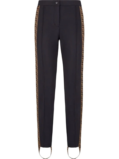 Fendi Ff Motif Stirrup Skinny Trousers In Noir