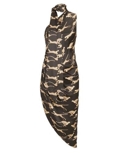 Ronny Kobo Zoey Cheetah Asymmetrical Dress In Multi