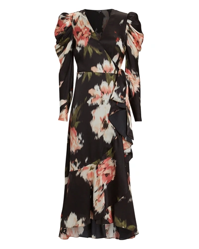 Intermix Mona Floral Silk Wrap Dress In Multi