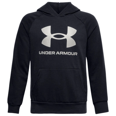Under Armour Kids' Ua Half Tone Logo Hoodie In Black/onyx/white