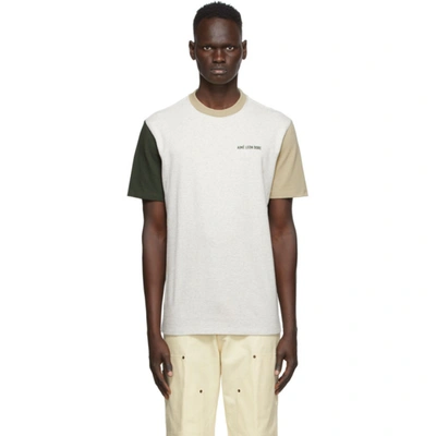 Aimé Leon Dore Logo-embroidered Colour-block Cotton-jersey T-shirt In Oatmeal Com