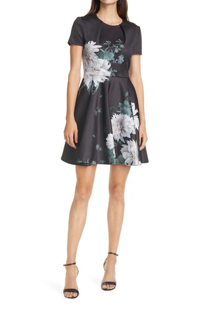 Ted Baker Luicy Clove Floral Printed Skater Mini Dress-black