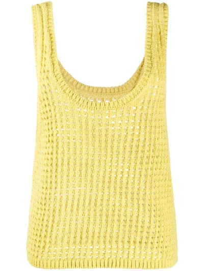 Nanushka Tula Crochet Knit Tank Top In Acid Yellow