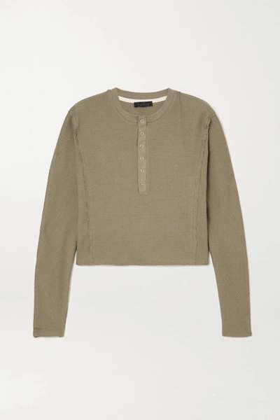 The Range Waffle-knit Cotton-blend Top In Combat
