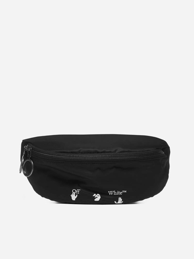 Off-white Ow Logo Nylon Basic Fannypack In Black White