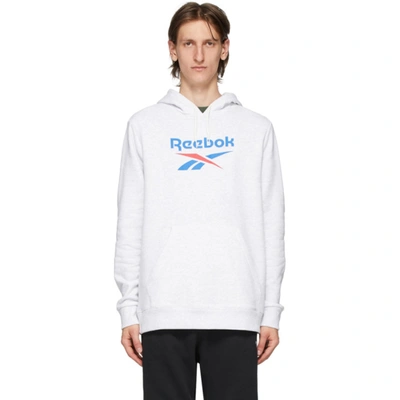 Reebok Classics Hoodie With Vector Logo In White In White Melan