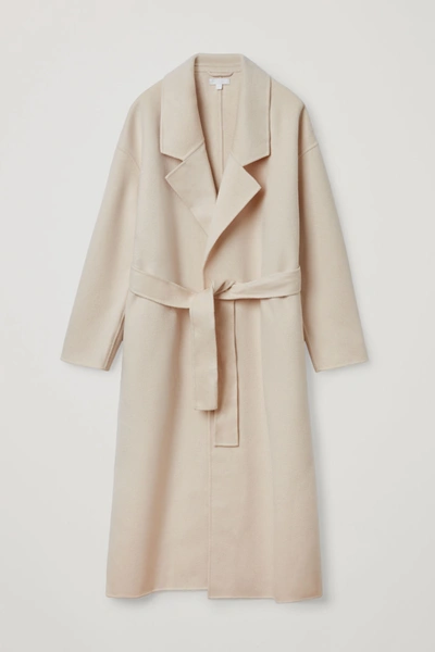 Cos Wool Mix Relaxed Belted Coat In Beige