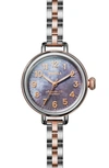 Shinola 'the Birdy' Bracelet Watch, 34mm In Silver/ Lilac/ Rose Gold