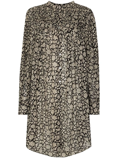 Isabel Marant Étoile Perkins Floral-print Cotton Midi Dress In Black