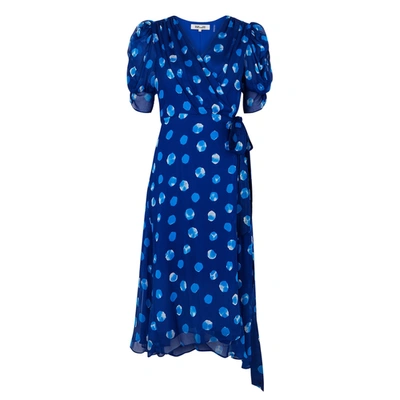 Diane Von Furstenberg Kimoro Printed Silk-chiffon Wrap Dress In Blue